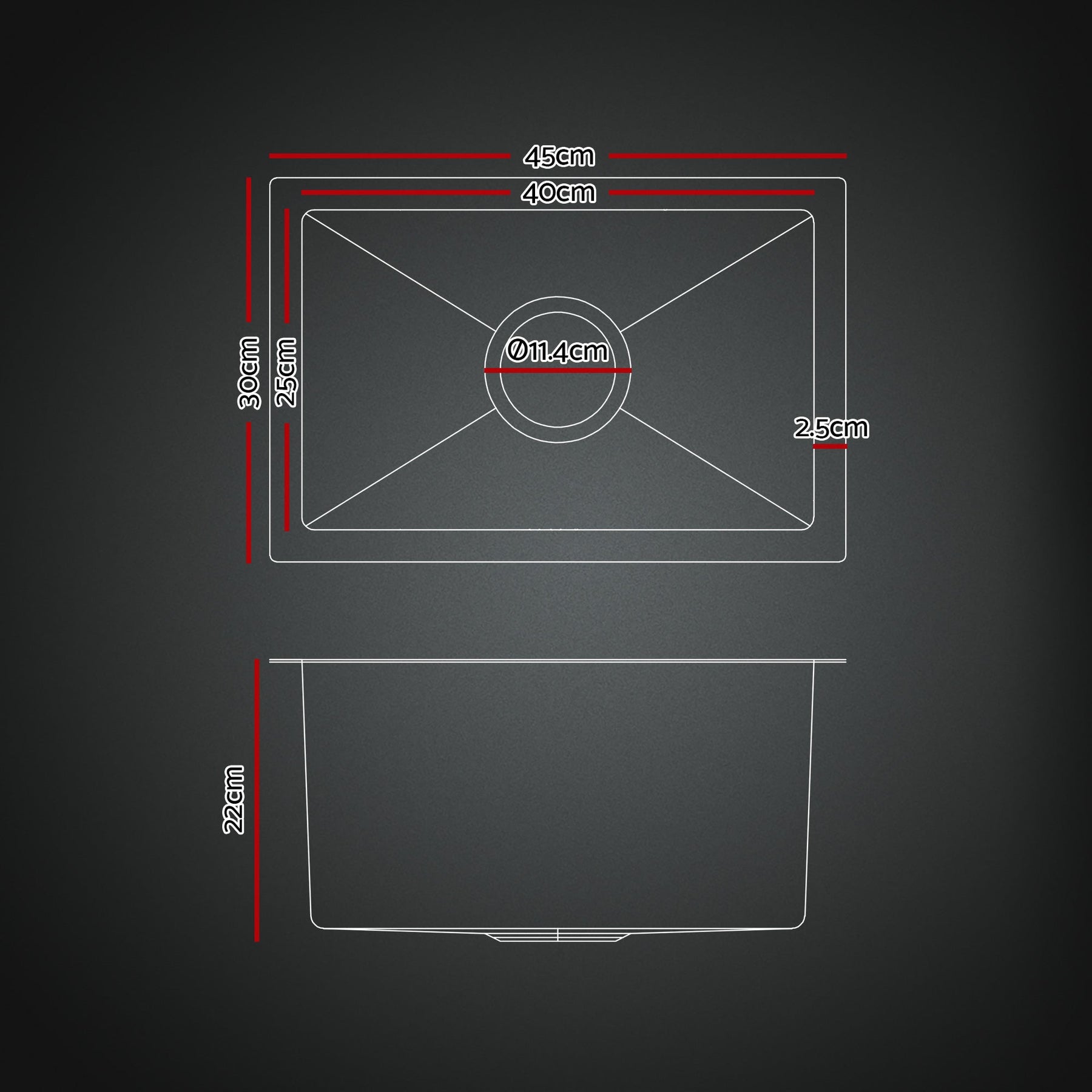 Cefito Stainless Steel Sink 30x45CM With Pull Out Mixer Tap Kitchen Basin Single Bowl Black - SportZone.co.nz