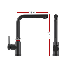 Cefito Stainless Steel Sink 30x45CM With Pull Out Mixer Tap Kitchen Basin Single Bowl Black - SportZone.co.nz