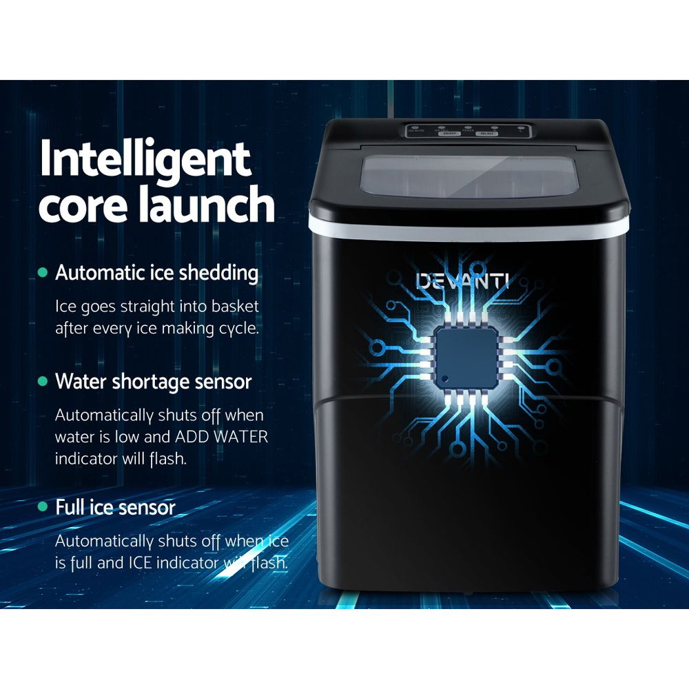 Devanti 12kg Ice Maker Machine Black - SportZone.co.nz