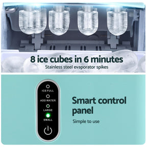 Devanti 12KG Ice Maker Machine Bullet Ice Cube Portable Green - SportZone.co.nz