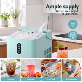 Devanti 12KG Ice Maker Machine Bullet Ice Cube Portable Green - SportZone.co.nz