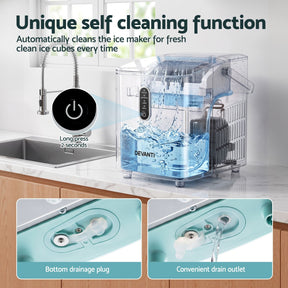 Devanti 12KG Ice Maker Machine Bullet Ice Cube Portable Green - SportZone.co.nz