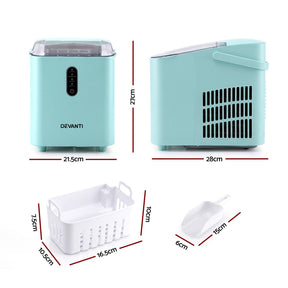 Devanti 12KG Ice Maker Machine Bullet Ice Cube Portable Green - SportZone.co.nz