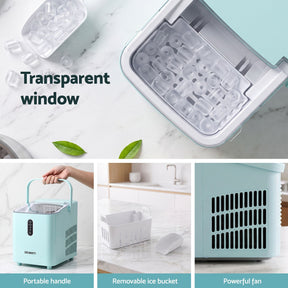 Devanti 12KG Ice Maker Machine Bullet Ice Cube Portable Green - SportZone.co.nz