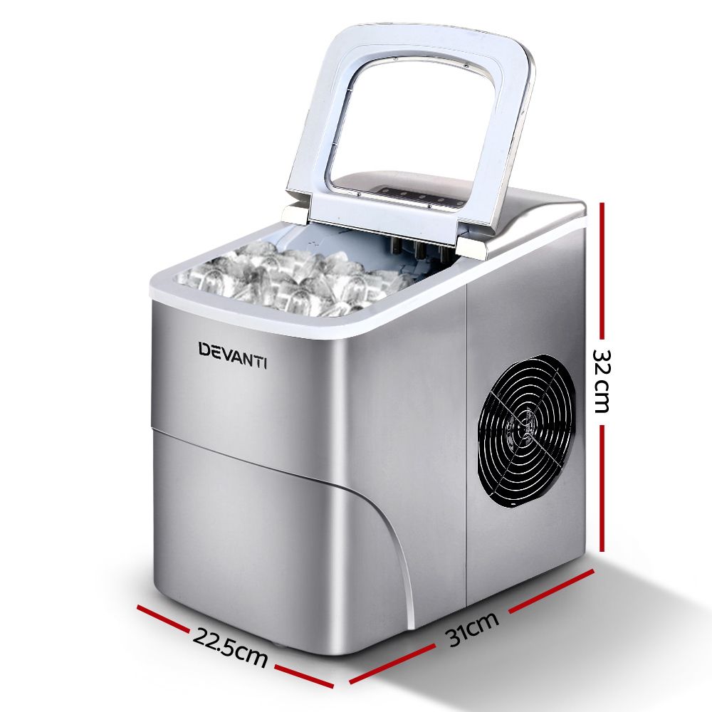 Devanti 12kg Ice Maker Machine Silver - SportZone.co.nz
