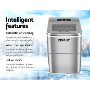 Devanti 12kg Ice Maker Machine Silver - SportZone.co.nz