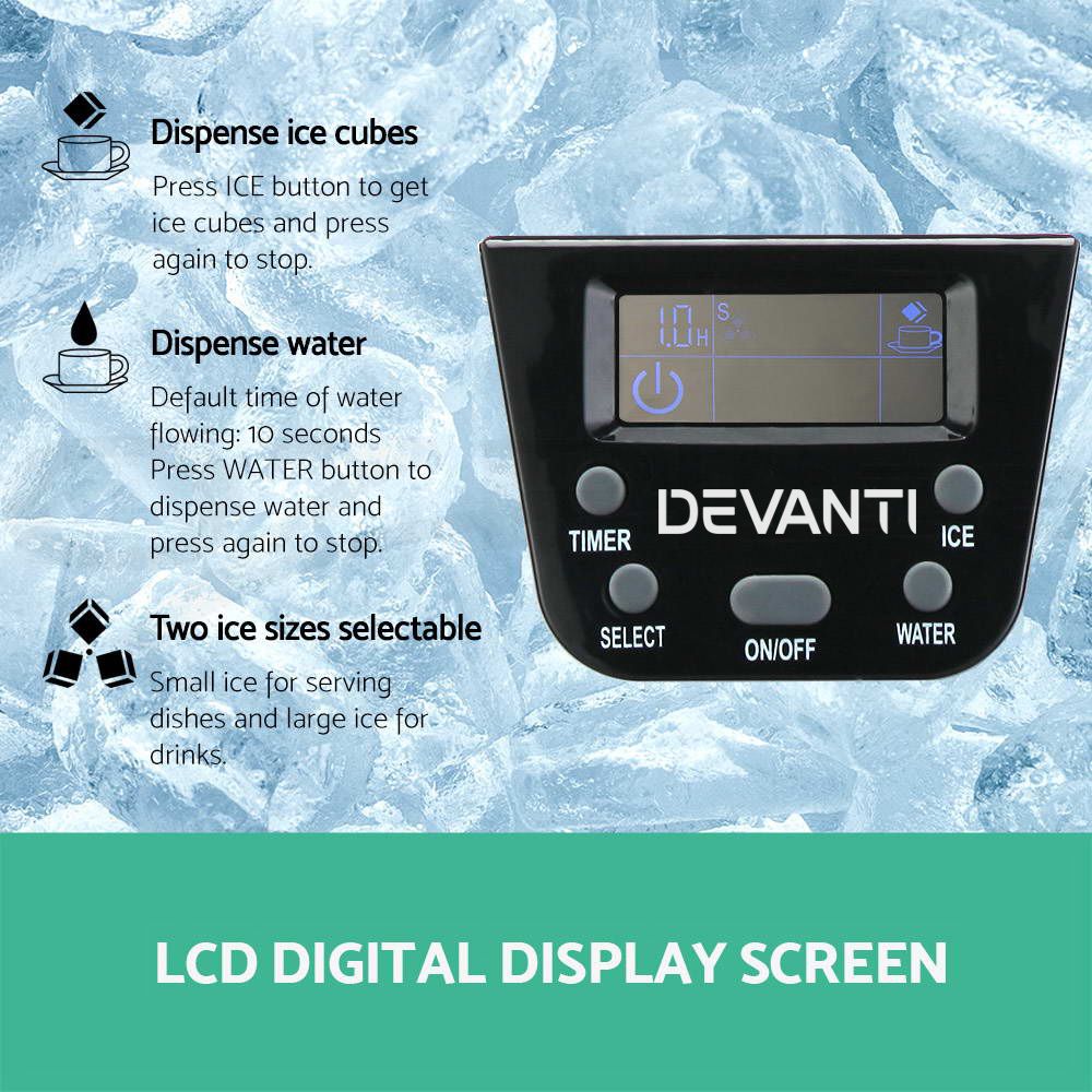 Devanti 12kg Ice Maker Machine with Water Dispenser - SportZone.co.nz