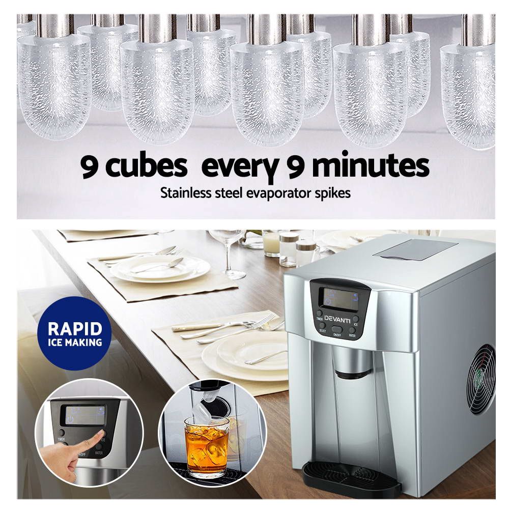 Devanti 12kg Ice Maker Machine with Water Dispenser - SportZone.co.nz