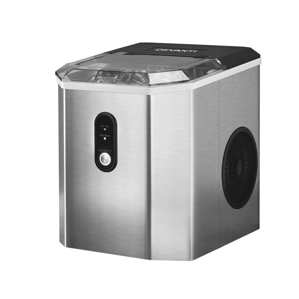 Devanti 12kg Ice Maker Machine w/Scoop Holder Silver - SportZone.co.nz
