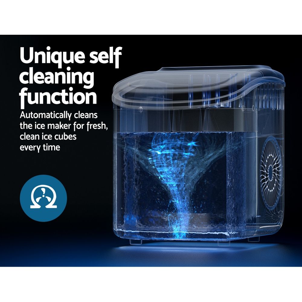 Devanti 12kg Ice Maker Machine w/Self Cleaning Black - SportZone.co.nz