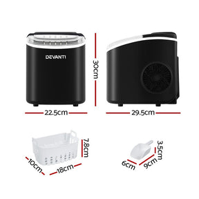 Devanti 12kg Ice Maker Machine w/Self Cleaning Black - SportZone.co.nz