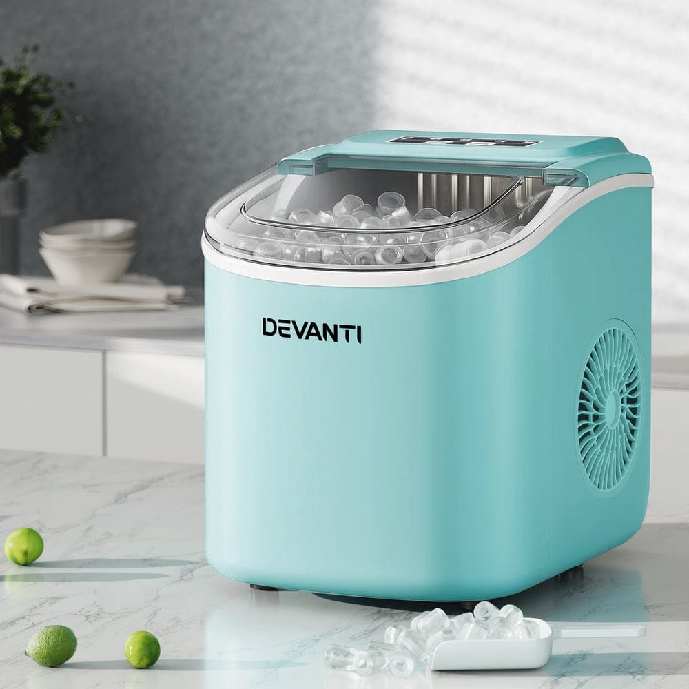 Devanti 12kg Ice Maker Machine w/Self Cleaning Green - SportZone.co.nz