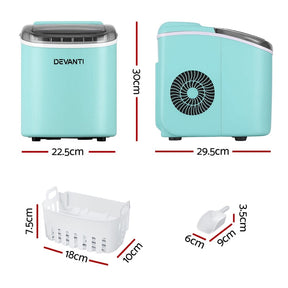 Devanti 12kg Ice Maker Machine w/Self Cleaning Green - SportZone.co.nz