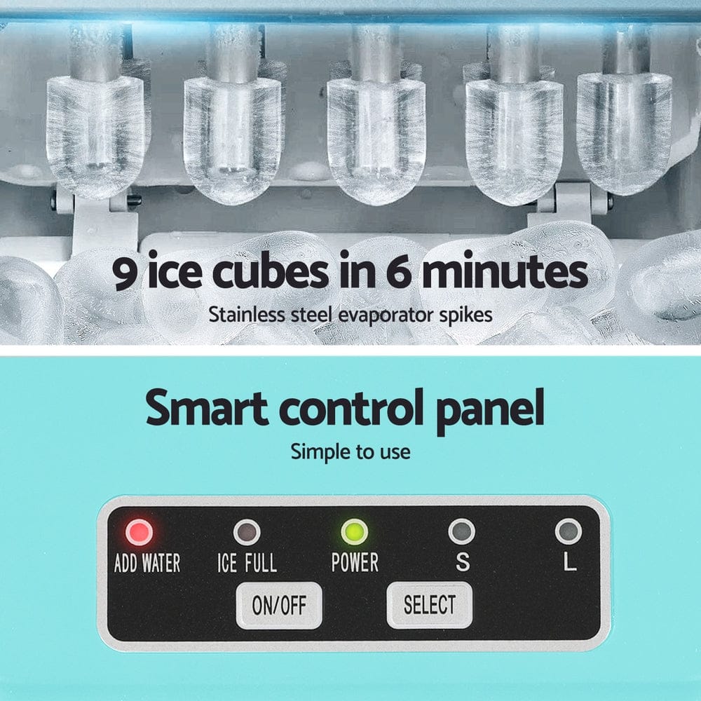 Devanti 12kg Ice Maker Machine w/Self Cleaning Green - SportZone.co.nz