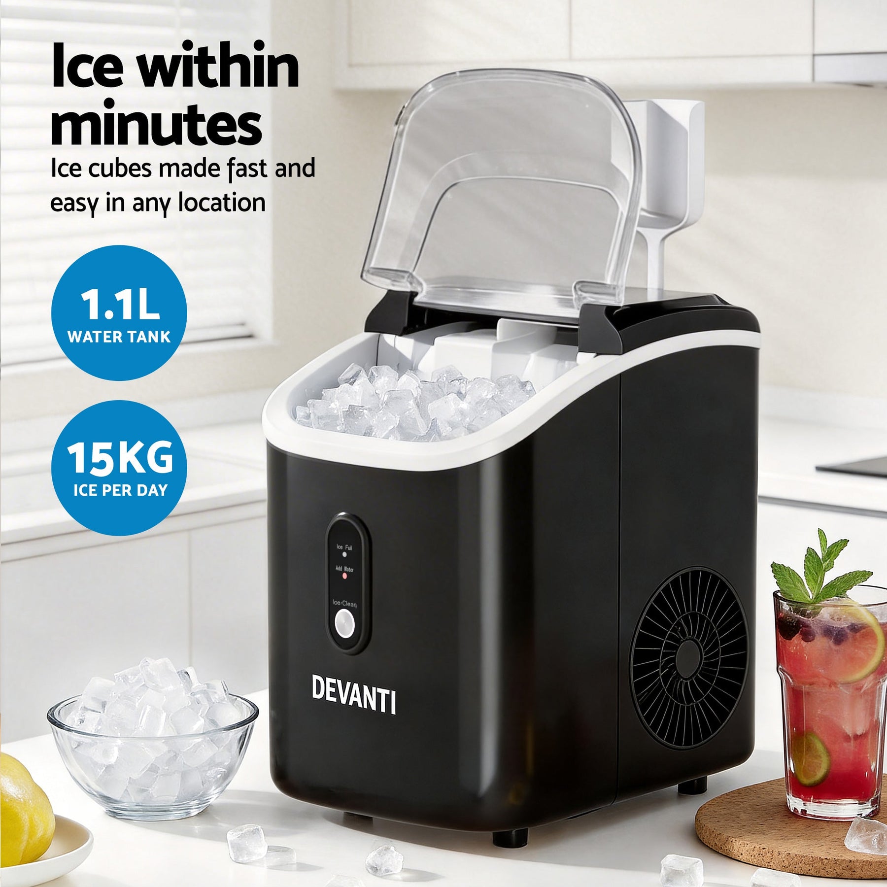 Devanti 15kg Nugget Ice Maker Machine - SportZone.co.nz