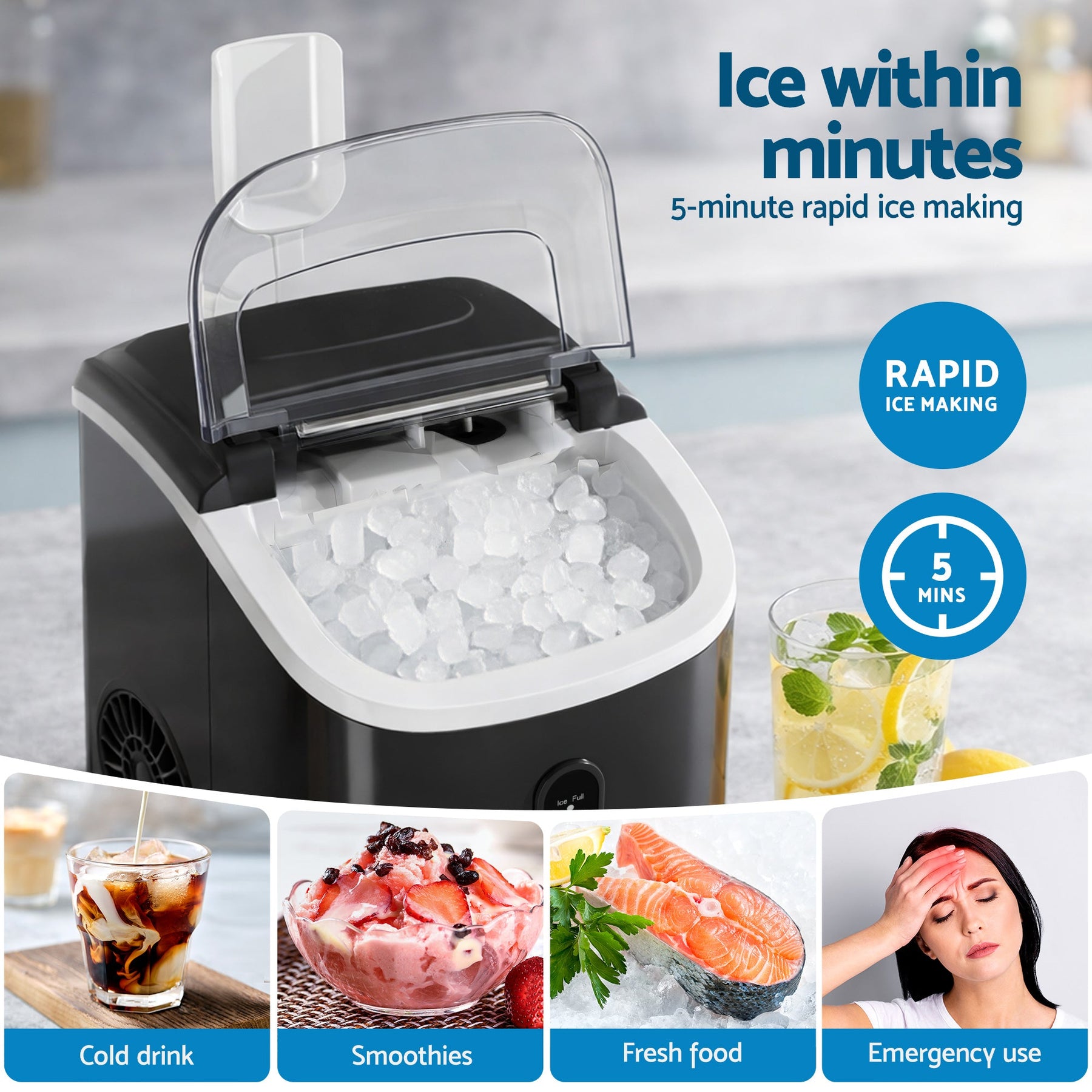 Devanti 15kg Nugget Ice Maker Machine - SportZone.co.nz