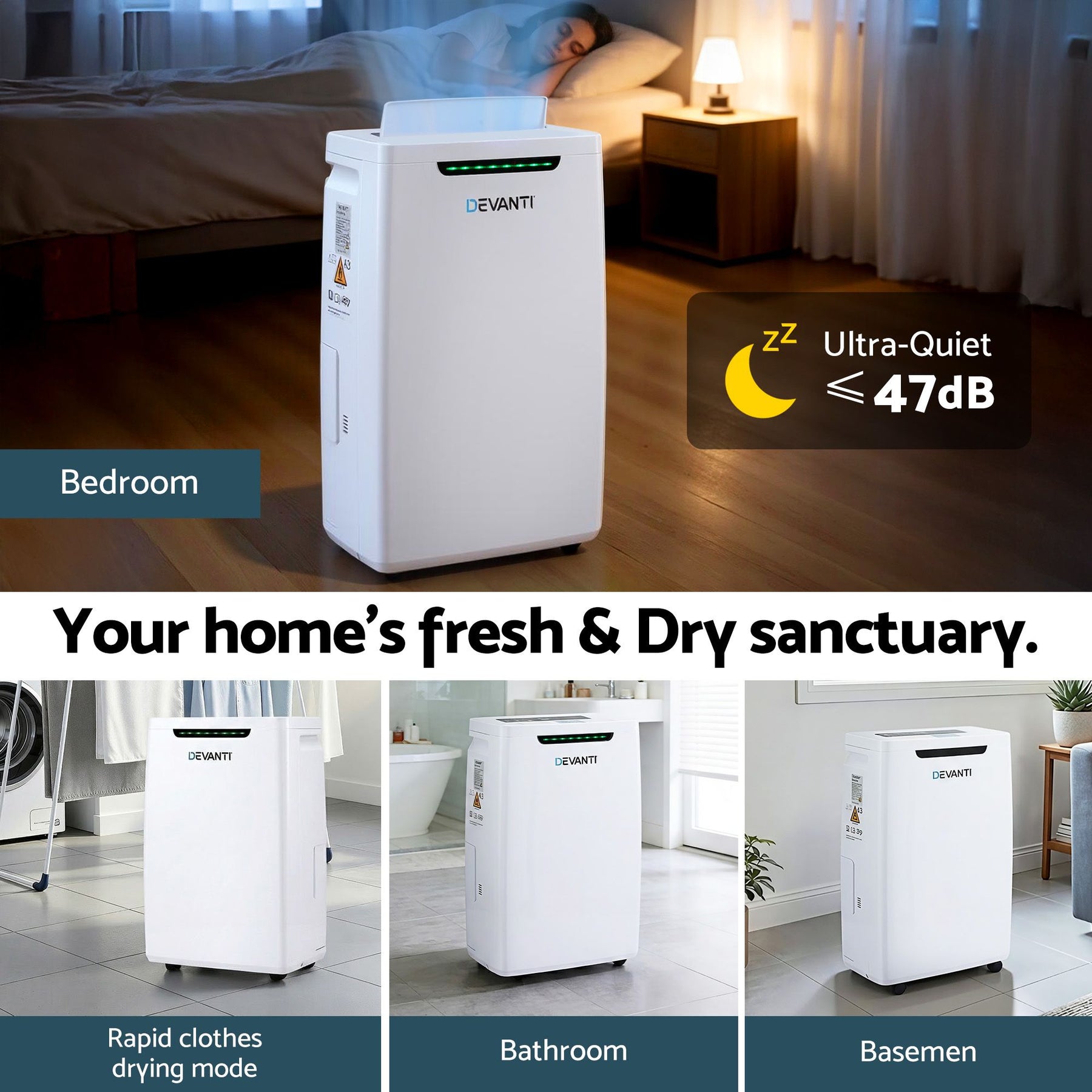 Devanti 16L Dehumidifier Portable Air Dryer Moisture Absorber 5.5L Water Tank Home - SportZone.co.nz