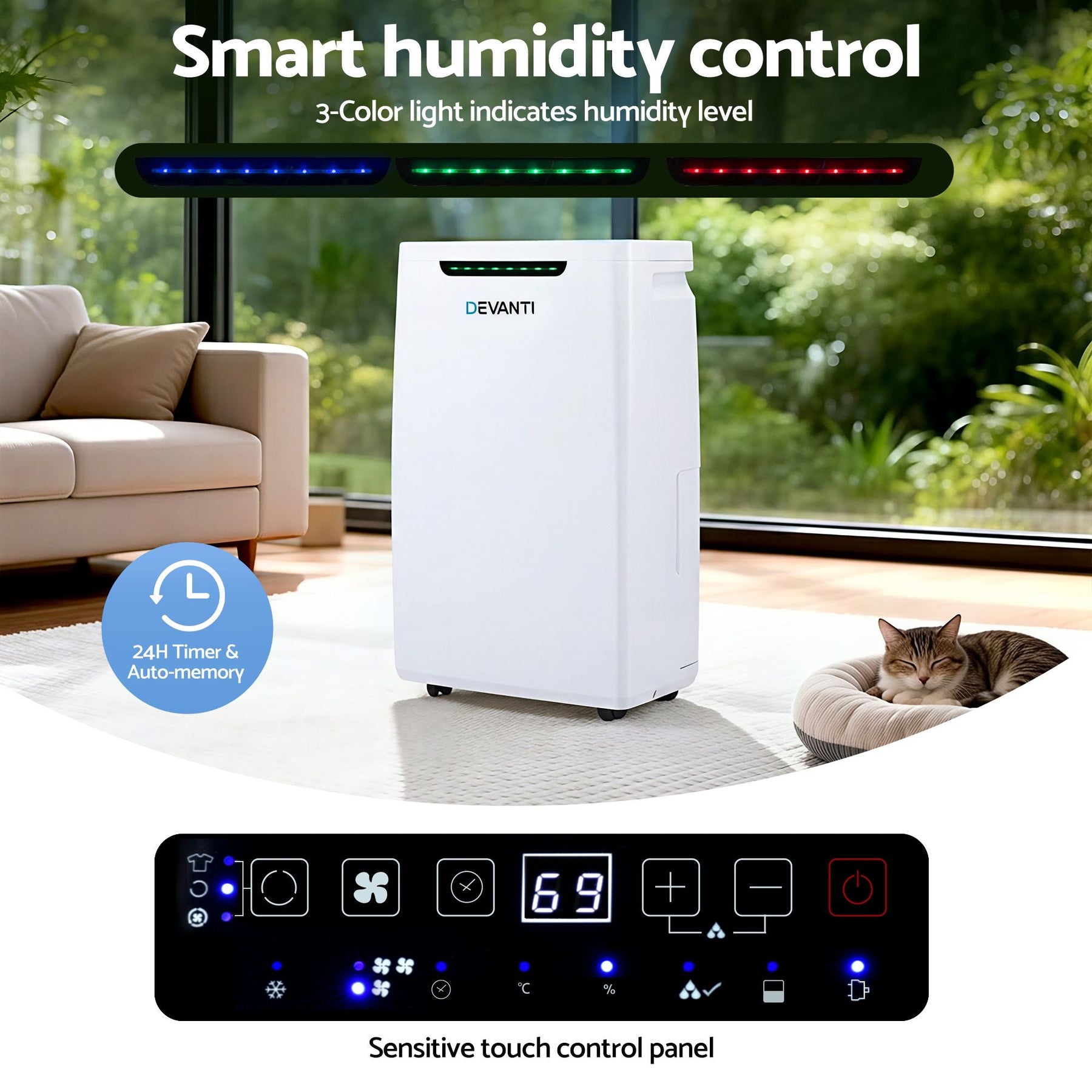 Devanti 16L Dehumidifier Portable Air Dryer Moisture Absorber 5.5L Water Tank Home - SportZone.co.nz