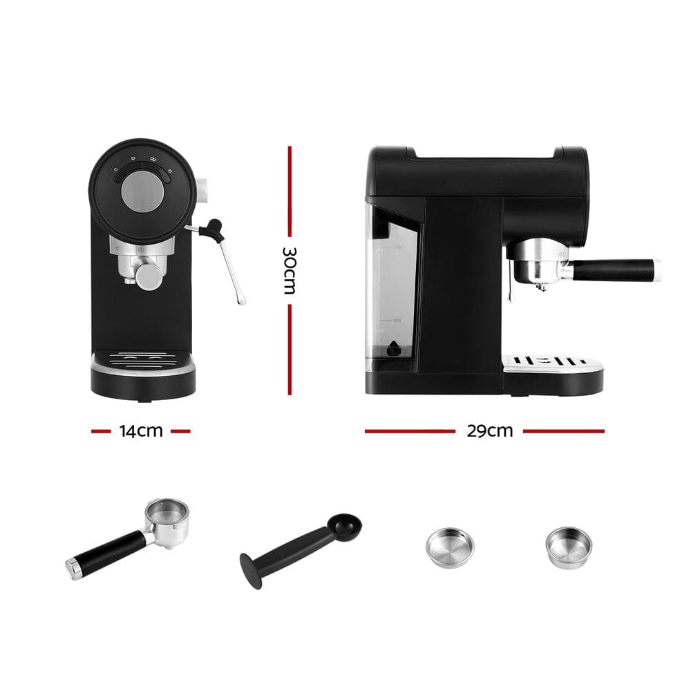 Devanti 20 Bar Coffee Machine Espresso Cafe Maker Black - SportZone.co.nz