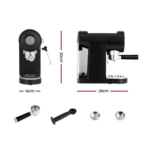 Devanti 20 Bar Coffee Machine Espresso Cafe Maker Black - SportZone.co.nz