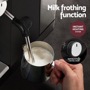 Devanti 20 Bar Coffee Machine Espresso Cafe Maker Black - SportZone.co.nz