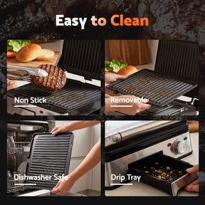 Devanti 2000W 3-in-1 Panini Press Grill Sandwich Maker 180° Open 4 Slice - SportZone.co.nz