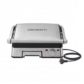 Devanti 2000W 3-in-1 Panini Press Grill Sandwich Maker 180° Open 4 Slice - SportZone.co.nz