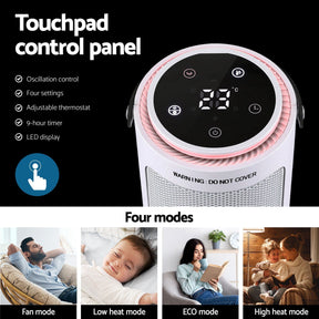 Devanti 2000W Ceramic Tower Heater Space Heaters Oscillating Indoor White - SportZone.co.nz