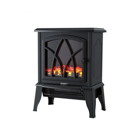 Devanti 2000W Electric Fireplace Heater Stove Freestanding 3D Flame Effect Indoor Space Heaters - SportZone.co.nz