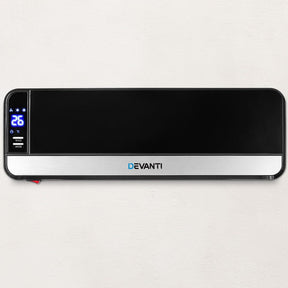 Devanti 2000W Wall Mounted Panel Heater - Black - SportZone.co.nz