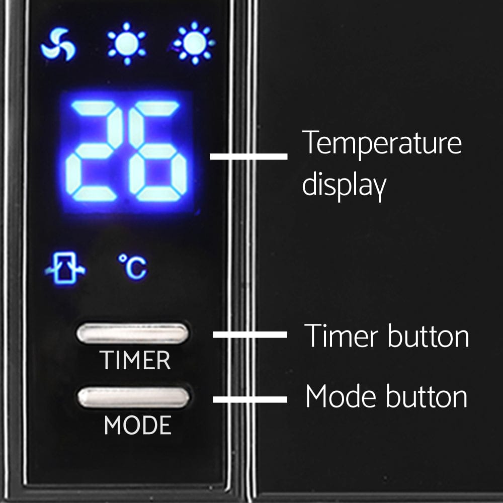 Devanti 2000W Wall Mounted Panel Heater - Black - SportZone.co.nz