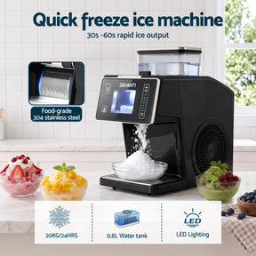 Devanti 20kg/24hr Ice Maker Snowflake Bingsu Shaved Ice Slushie Maker Black - SportZone.co.nz