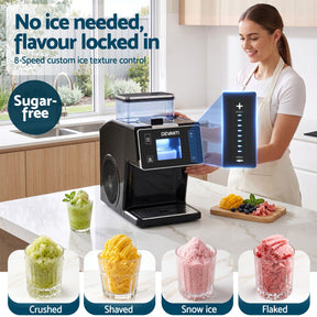 Devanti 20kg/24hr Ice Maker Snowflake Bingsu Shaved Ice Slushie Maker Black - SportZone.co.nz