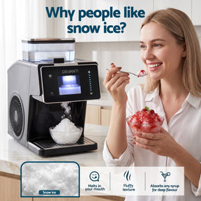 Devanti 20kg/24hr Ice Maker Snowflake Bingsu Shaved Ice Slushie Maker Black - SportZone.co.nz