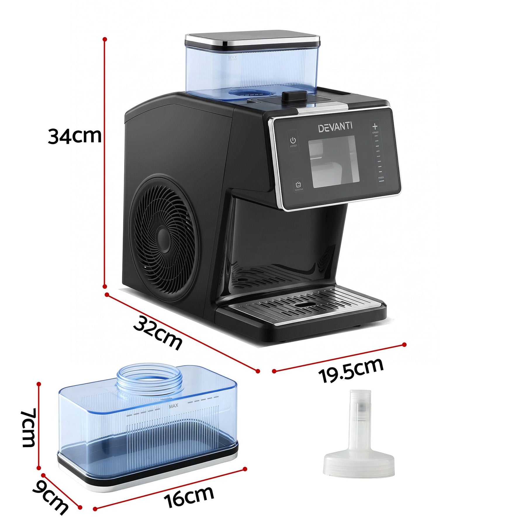 Devanti 20kg/24hr Ice Maker Snowflake Bingsu Shaved Ice Slushie Maker Black - SportZone.co.nz