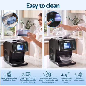 Devanti 20kg/24hr Ice Maker Snowflake Bingsu Shaved Ice Slushie Maker Black - SportZone.co.nz