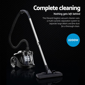 Devanti 2200W Bagless Vacuum Cleaner Black - SportZone.co.nz