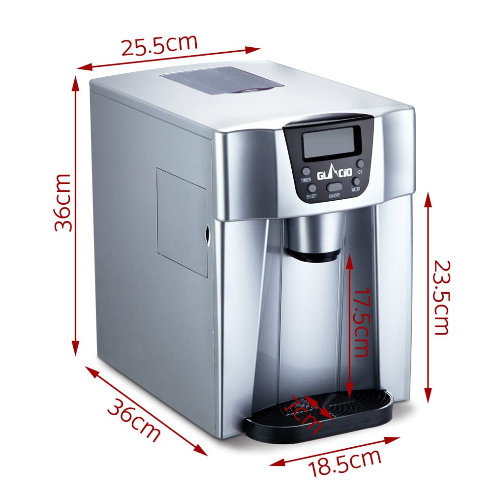 Devanti 2L Portable Ice Cuber Maker & Water Dispenser - Silver - SportZone.co.nz