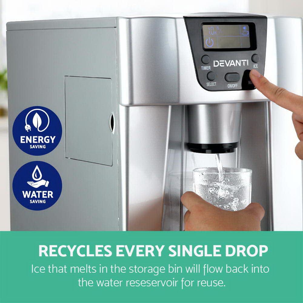 Devanti 2L Portable Ice Cuber Maker & Water Dispenser - Silver - SportZone.co.nz