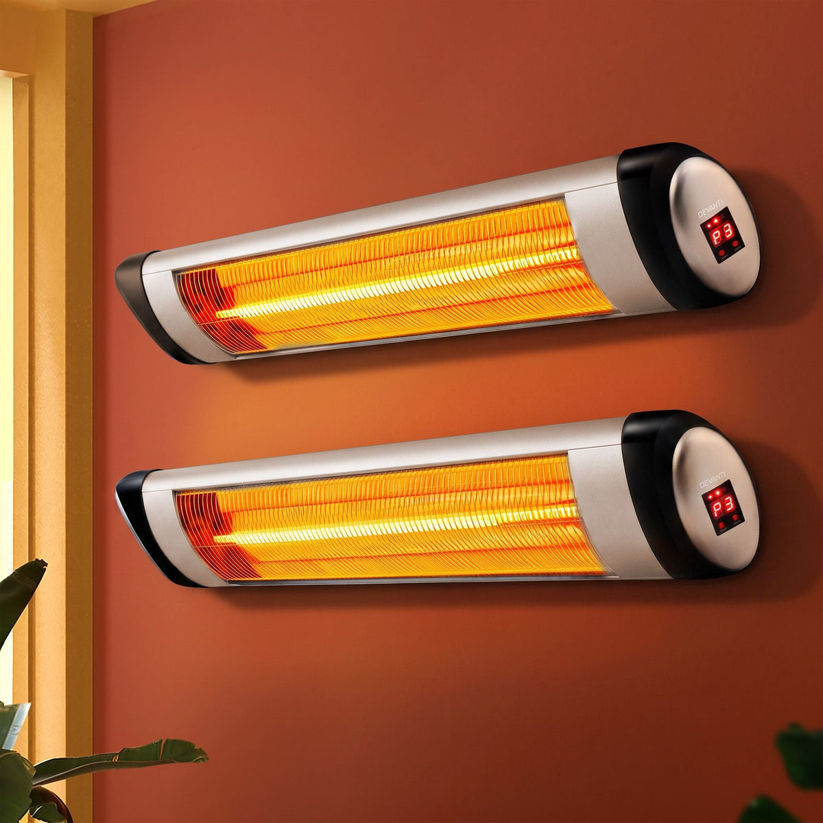 Devanti 2PCS Electric Radiant Strip Heater Indoor Outdoor Patio Remote Control 1500W - SportZone.co.nz