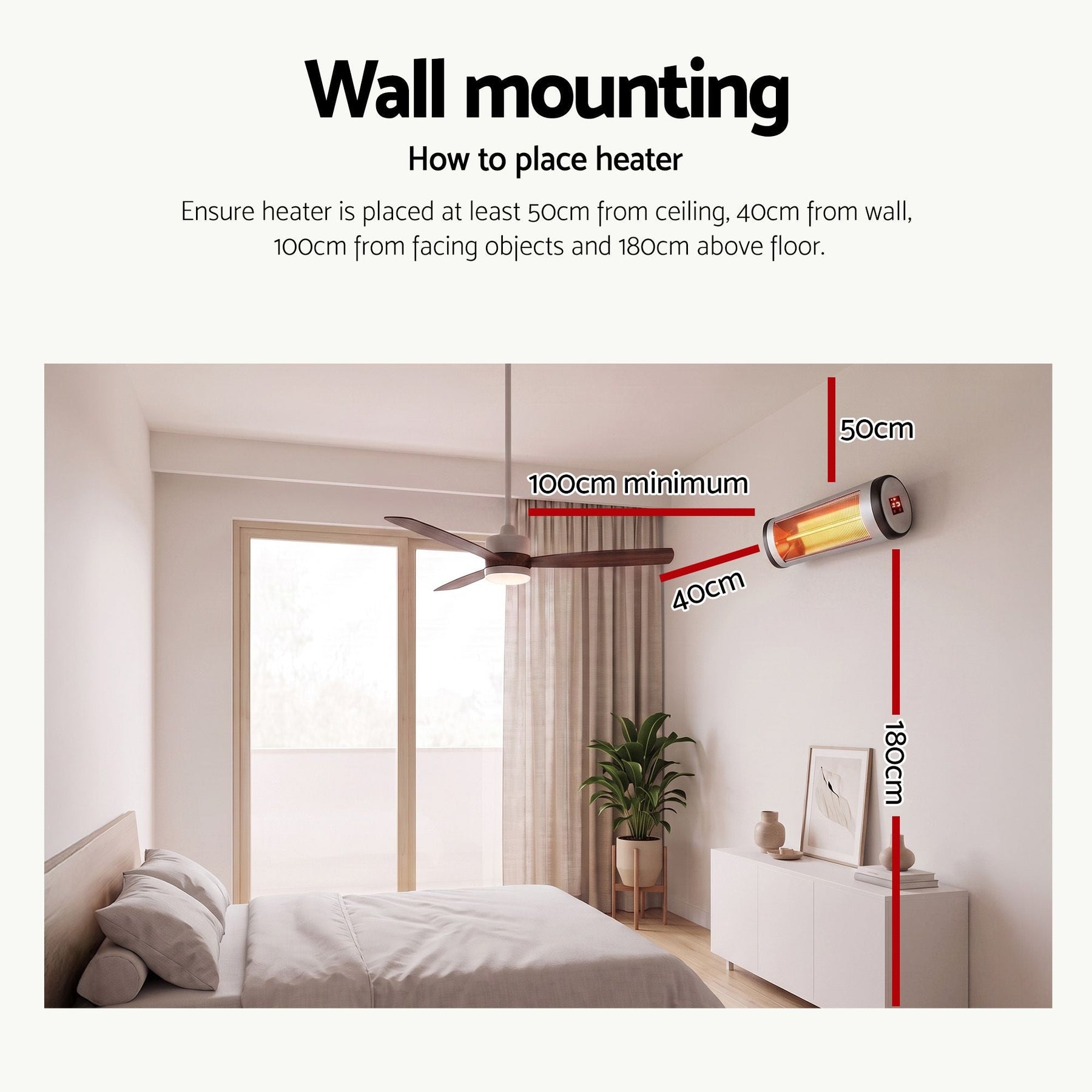 Devanti 2PCS Electric Radiant Strip Heater Indoor Outdoor Patio Remote Control 1500W - SportZone.co.nz