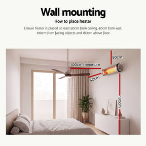 Devanti 2PCS Electric Radiant Strip Heater Indoor Outdoor Patio Remote Control 1500W - SportZone.co.nz