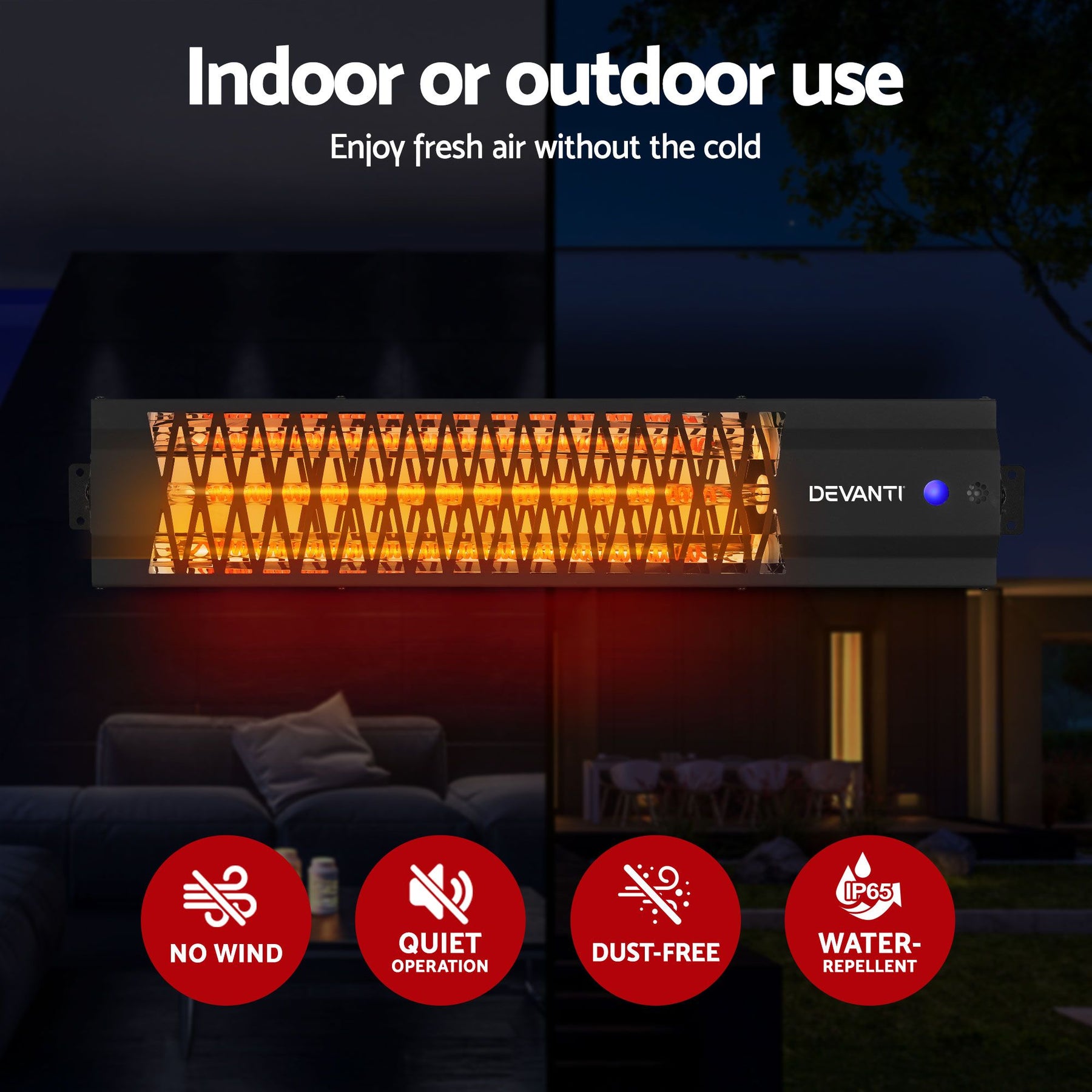 Devanti 2PCS Electric Strip Heater Radiant Infrared Heaters 2000W - SportZone.co.nz