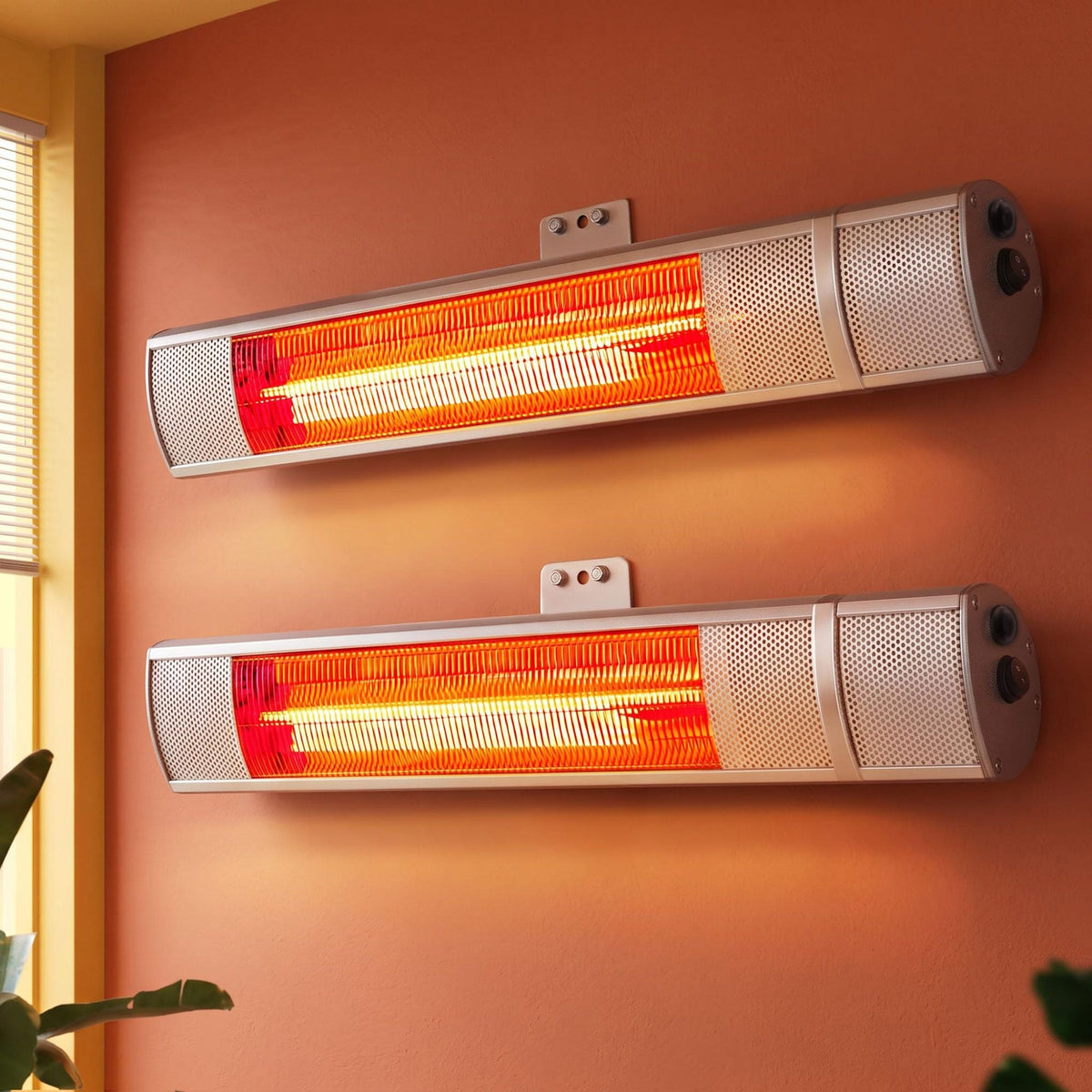 Devanti 2PCS Electric Strip Heater Radiant Infrared Heaters Remote Control 2000W - SportZone.co.nz