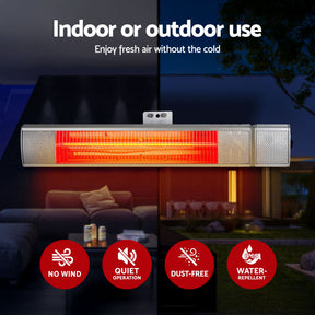 Devanti 2PCS Electric Strip Heater Radiant Infrared Heaters Remote Control 2000W - SportZone.co.nz