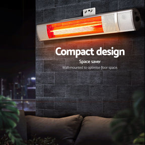 Devanti 2PCS Electric Strip Heater Radiant Infrared Heaters Remote Control 2000W - SportZone.co.nz