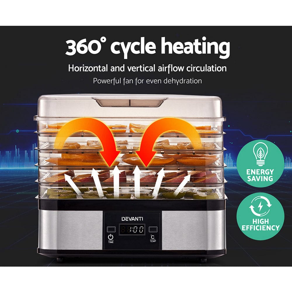 Devanti 5 Trays Food Dehydrator - SportZone.co.nz