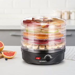 Devanti 5 Trays Food Dehydrator Fruit Dehydrators Pet Beef Jerky Dryer Black - SportZone.co.nz