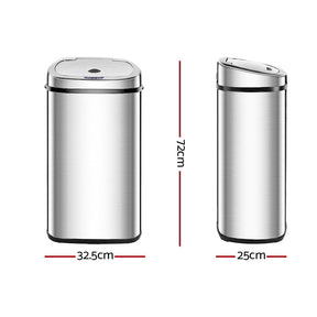 Devanti 50L Motion Sensor Bin Rubbish Automatic Silver - SportZone.co.nz