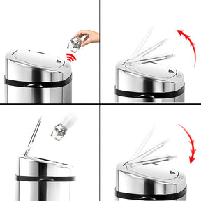 Devanti 50L Motion Sensor Bin Rubbish Automatic Silver - SportZone.co.nz